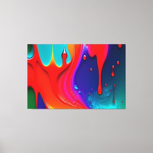 Abstracte trilkleurige drip canvas afdruk (Voorkant)