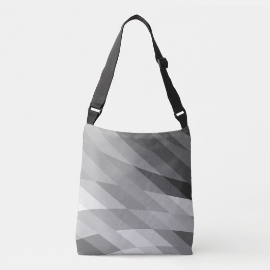 Abstracte trilling met zwarte en grijze geometrie crossbody tas (Voorkant)