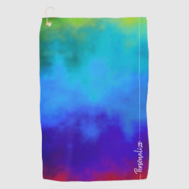 Abstracte troebele regenboogspoel kleurrijke gradi golfhanddoek