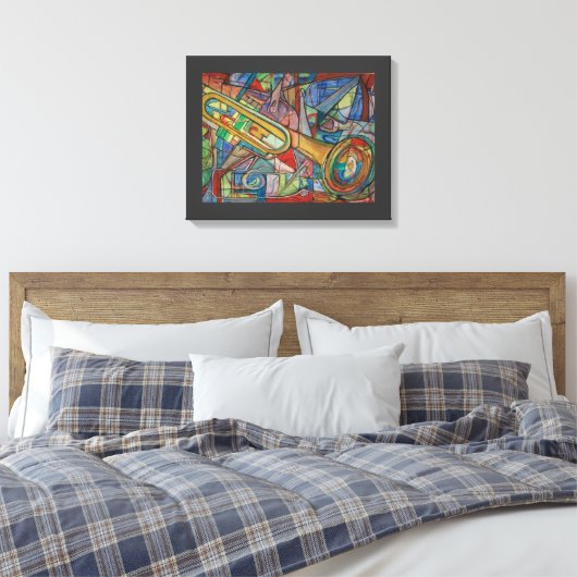 Abstracte trompet stretched canvas Print van ValAr (Insitu (Slaapkamer))