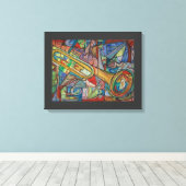 Abstracte trompet stretched canvas Print van ValAr (Insitu (Houten vloer))