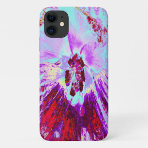 Abstracte Tropische Aqua en Paarse Hibiscus Flower iPhone 11 Hoesje