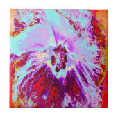 Abstracte Tropische Aqua en Paarse Hibiscus Flower Tegeltje (Voorkant)