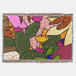 Abstracte tropische bladeren en bloemen deken