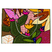 Abstracte tropische bladeren en bloemen groot cadeauzakje (Achterkant)