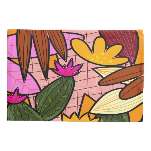 Abstracte tropische bladeren en bloemen kussensloop (Achterkant)