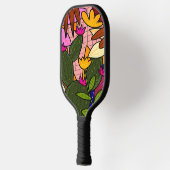 Abstracte tropische bladeren en bloemen pickleball paddle (Links)