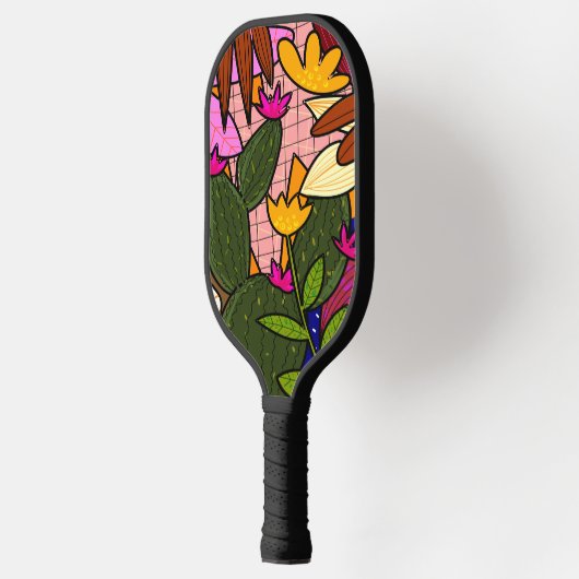 Abstracte tropische bladeren en bloemen pickleball paddle (Links)