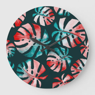 Abstracte tropische bladeren, Waterverf helder. Grote Klok
