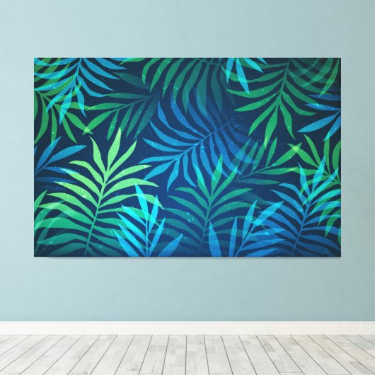 Abstracte tropische bladzijnen Kunstcanvas afdrukk Canvas Afdruk (Insitu (Houten vloer))