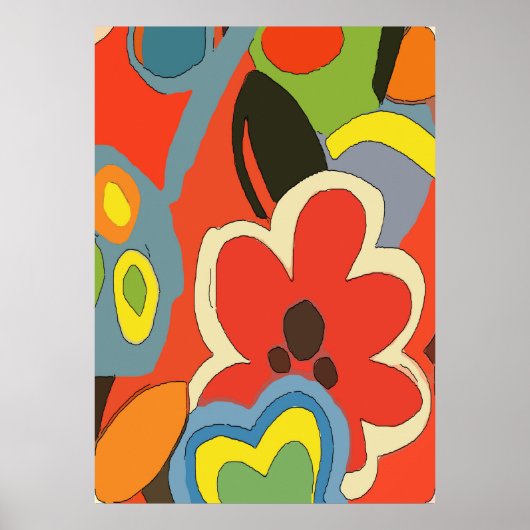 Abstracte Tropische Bloemen Poster (Voorkant)