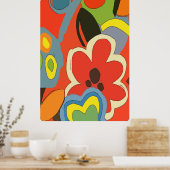 Abstracte Tropische Bloemen Poster (Keuken)