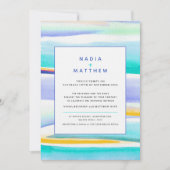 Abstracte tropische getijdenlijnen aqua geel bruil kaart (Voorkant)