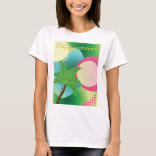 abstracte tropische illustratie, hallo zomer t-shirt