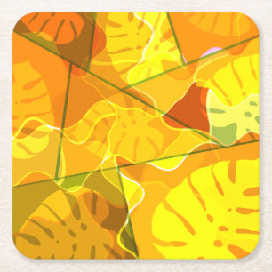 ABSTRACTE TROPISCHE LEAVES VIERKANTE KARTONNEN ONDERZETTER