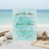 Abstracte Tropische Turquoise Waterverf bruiloft Save The Date