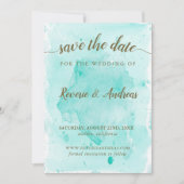 Abstracte Tropische Turquoise Waterverf bruiloft Save The Date (Voorkant)