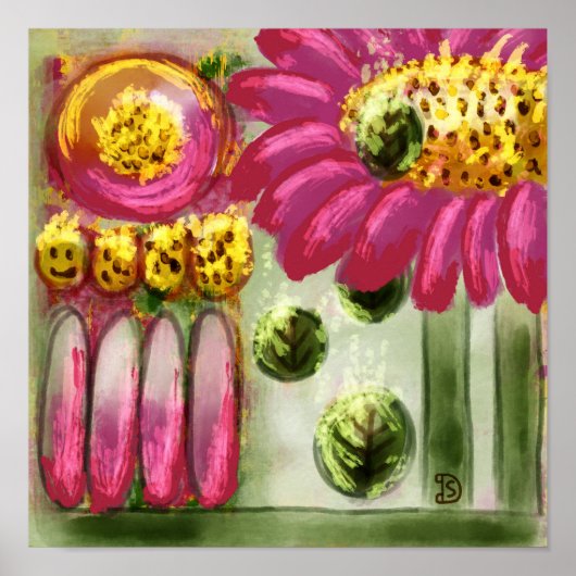 Abstracte tuin, Digitale Schildering Poster (Voorkant)