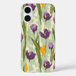 Abstracte Tulp Bloeit Op Mint Groene Achtergrond iPhone 16 Hoesje