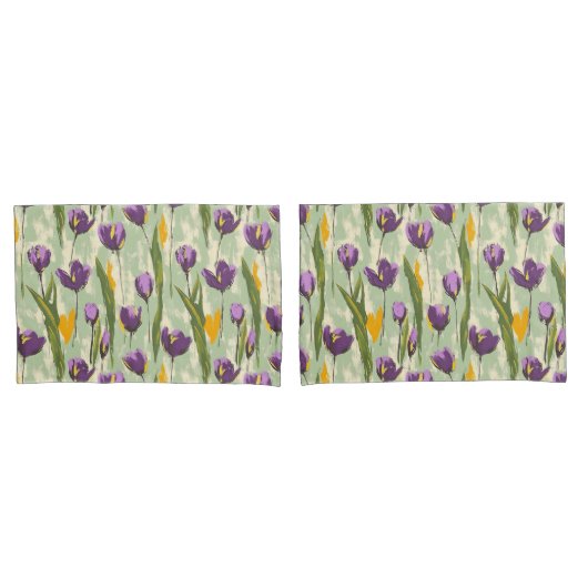 Abstracte Tulp Bloeit Op Mint Groene Achtergrond Kussensloop (Voorkant-Set)
