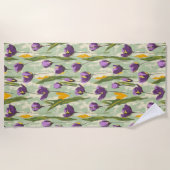 Abstracte Tulp Bloeit Op Mint Groene Achtergrond Strandlaken (Voorkant)