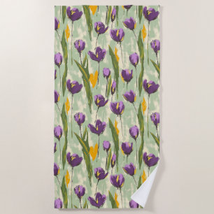Abstracte Tulp Bloeit Op Mint Groene Achtergrond Strandlaken