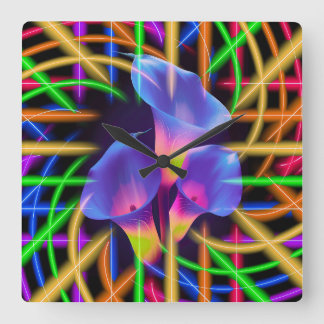 Abstracte Tulp Kleurrijke Mystieke Kunst Vierkante Klok