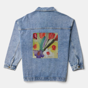 Abstracte Tulpen en lentbloemen Denim Jacket