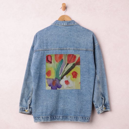 Abstracte Tulpen en lentbloemen Denim Jacket (Hangar)