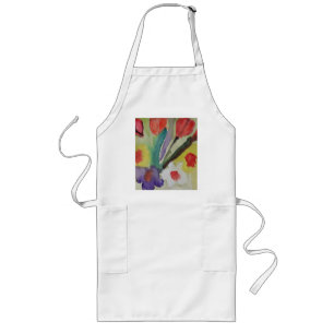 Abstracte Tulpen en lentbloemen Lang Schort