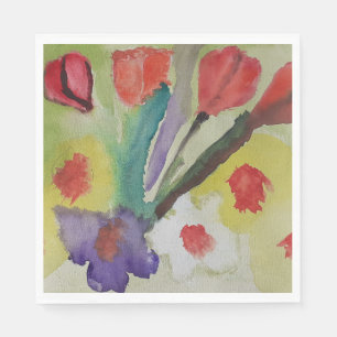 Abstracte Tulpen en lentbloemen Servet