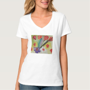 Abstracte Tulpen en lentbloemen T-shirt