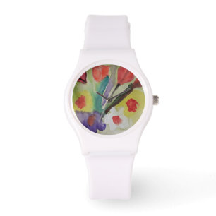 Abstracte Tulpen en lentevloeren volgen Horloge