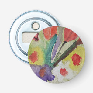 Abstracte Tulpen & Lente Bloemen Flesopener Button Flesopener