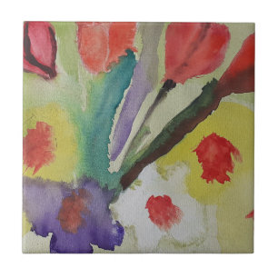 Abstracte Tulpen & Lente Bloemen Keramische Tegel Tegeltje