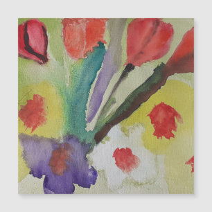 Abstracte Tulpen & Lente Bloemen Magnetische Kaart
