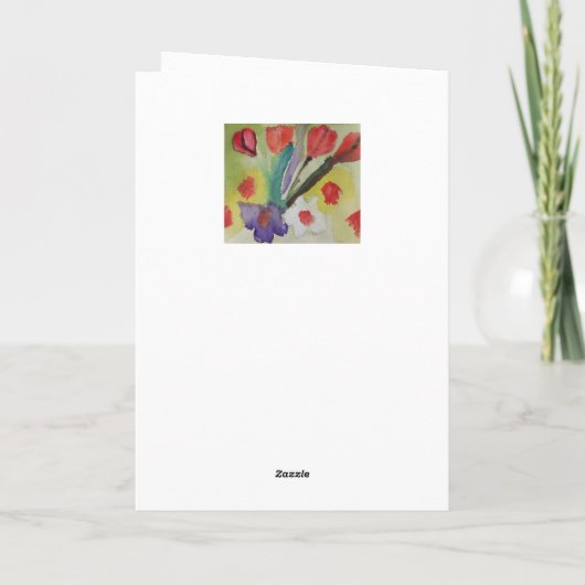 Abstracte Tulpen & Lente Bloemen Verjaardag Kaart (Achterkant)