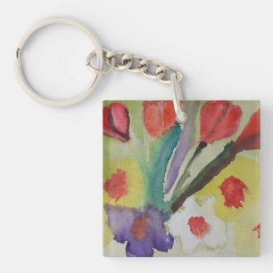 Abstracte Tulpen & Lentebloemen Acryl Sleutelhanger