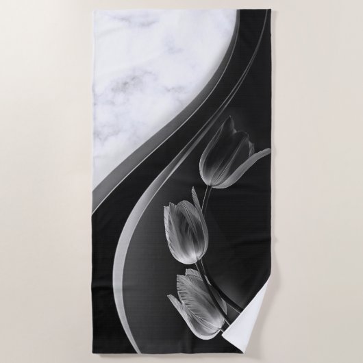 Abstracte Tulpen met witte marmer Strandlaken (Voorkant)