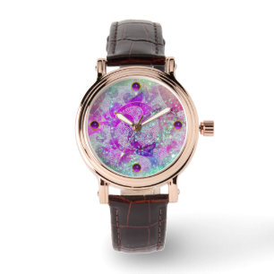 ABSTRACTE TURKOOISBLAUWE, ROZE GOLVEN, FONKELINGEN HORLOGE