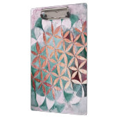 Abstracte turkooizen roos gouden waterverf rozetpa klembord (Links)