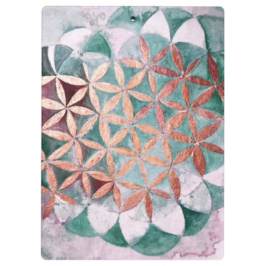 Abstracte turkooizen roos gouden waterverf rozetpa klembord (Achterkant)