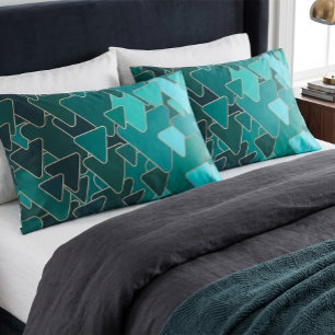 Abstracte Turquoise Driehoek Geometrisch Kussensloop
