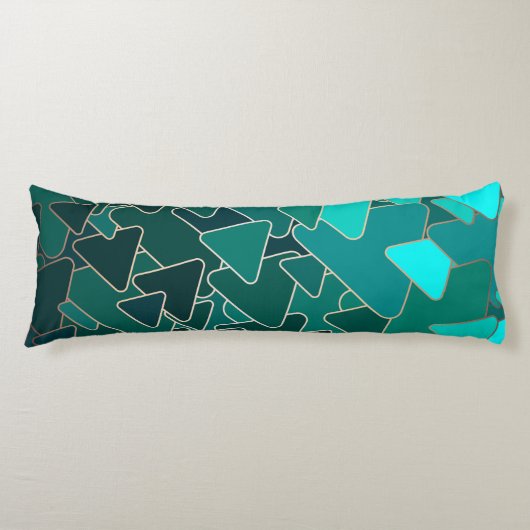 Abstracte turquoise driehoek lichaamskussen (Voorkant)