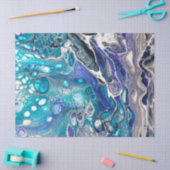 Abstracte turquoise en blue Paint Cell Swirl Tissuepapier (Craft)