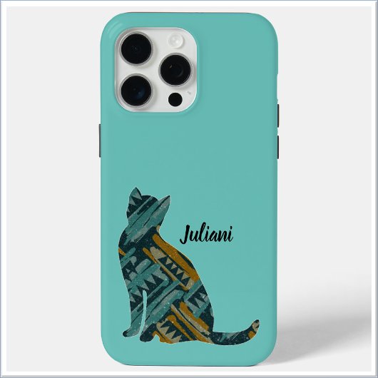 Abstracte Turquoise en Gold Cat Lover Case-Mate iPhone Case