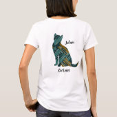 Abstracte Turquoise en Gold Cat Lover T-shirt (Achterkant)