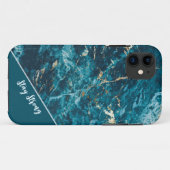 Abstracte turquoise-goudmarmer iPhone Case (Achterkant (horizontaal))