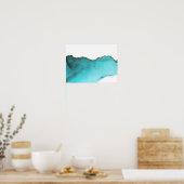 Abstracte Turquoise Green Gold Alcohol Ink Poster (Keuken)
