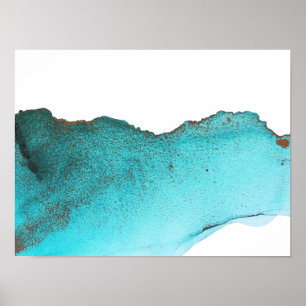 Abstracte Turquoise Green Gold Alcohol Ink Poster